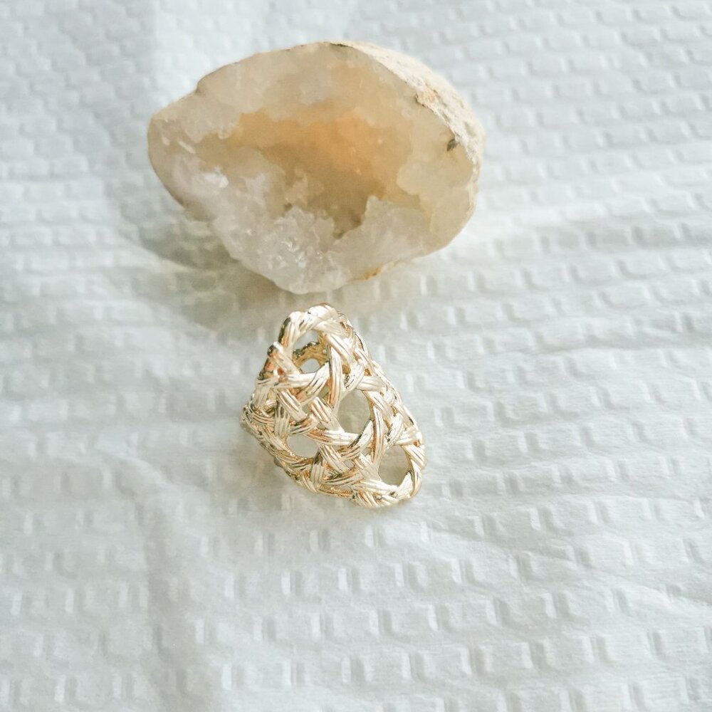 New Gold Kendra Scott Natalie Statement Ring S/M